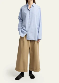 THE ROWLior Cotton & Cashmere Wide-Leg Pants