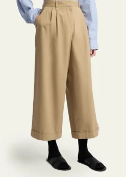 THE ROWLior Cotton & Cashmere Wide-Leg Pants