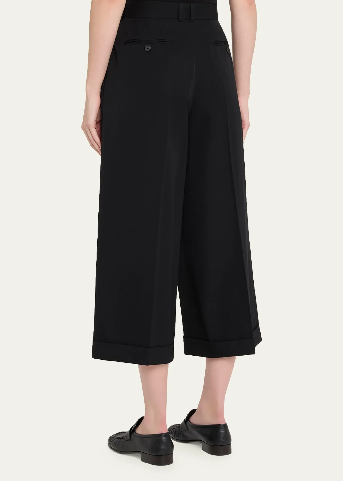 THE ROWLior Double-Pleated Wide-Leg Ankle Pants
