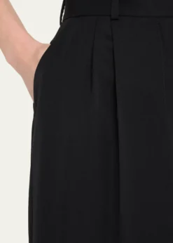 THE ROWLior Double-Pleated Wide-Leg Ankle Pants