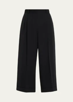 THE ROWLior Double-Pleated Wide-Leg Ankle Pants