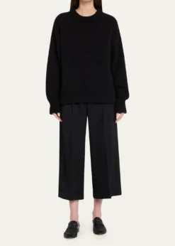 THE ROWLior Double-Pleated Wide-Leg Ankle Pants