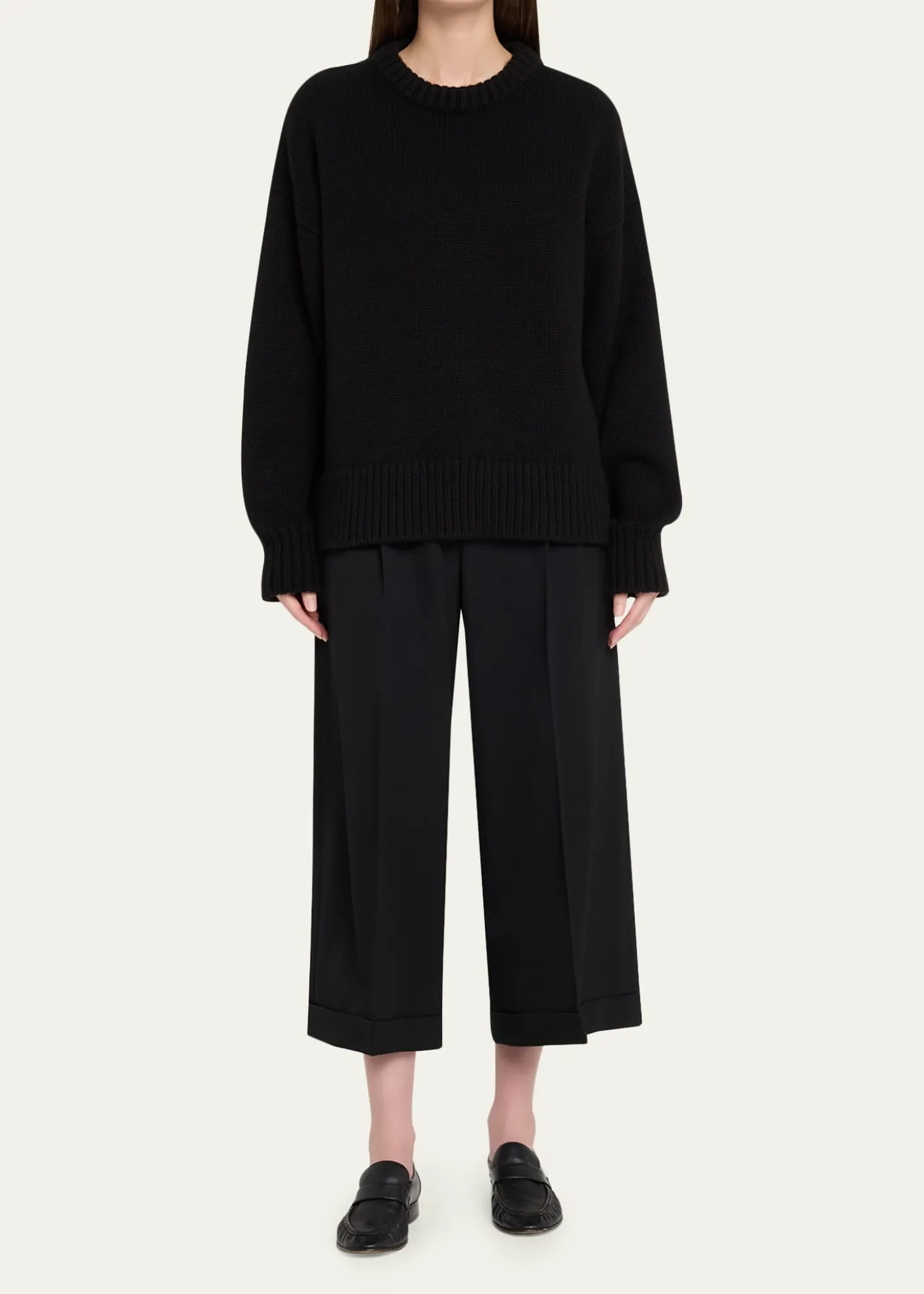 THE ROWLior Double-Pleated Wide-Leg Ankle Pants