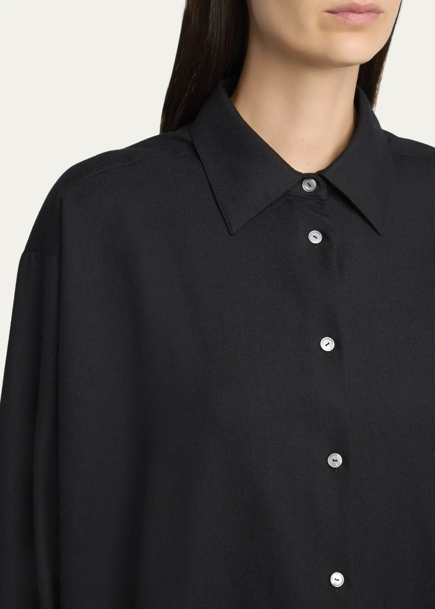 THE ROWLuka Wool Twill Oversized Button-Down Shirt