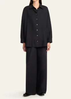 THE ROWLuka Wool Twill Oversized Button-Down Shirt