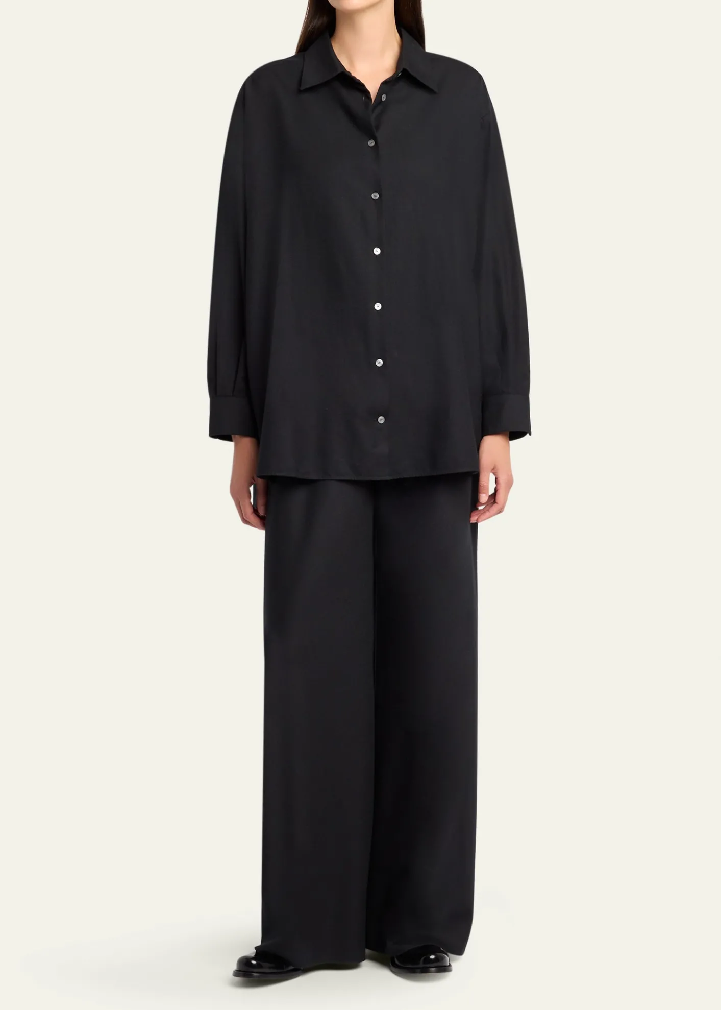 THE ROWLuka Wool Twill Oversized Button-Down Shirt
