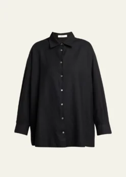 THE ROWLuka Wool Twill Oversized Button-Down Shirt