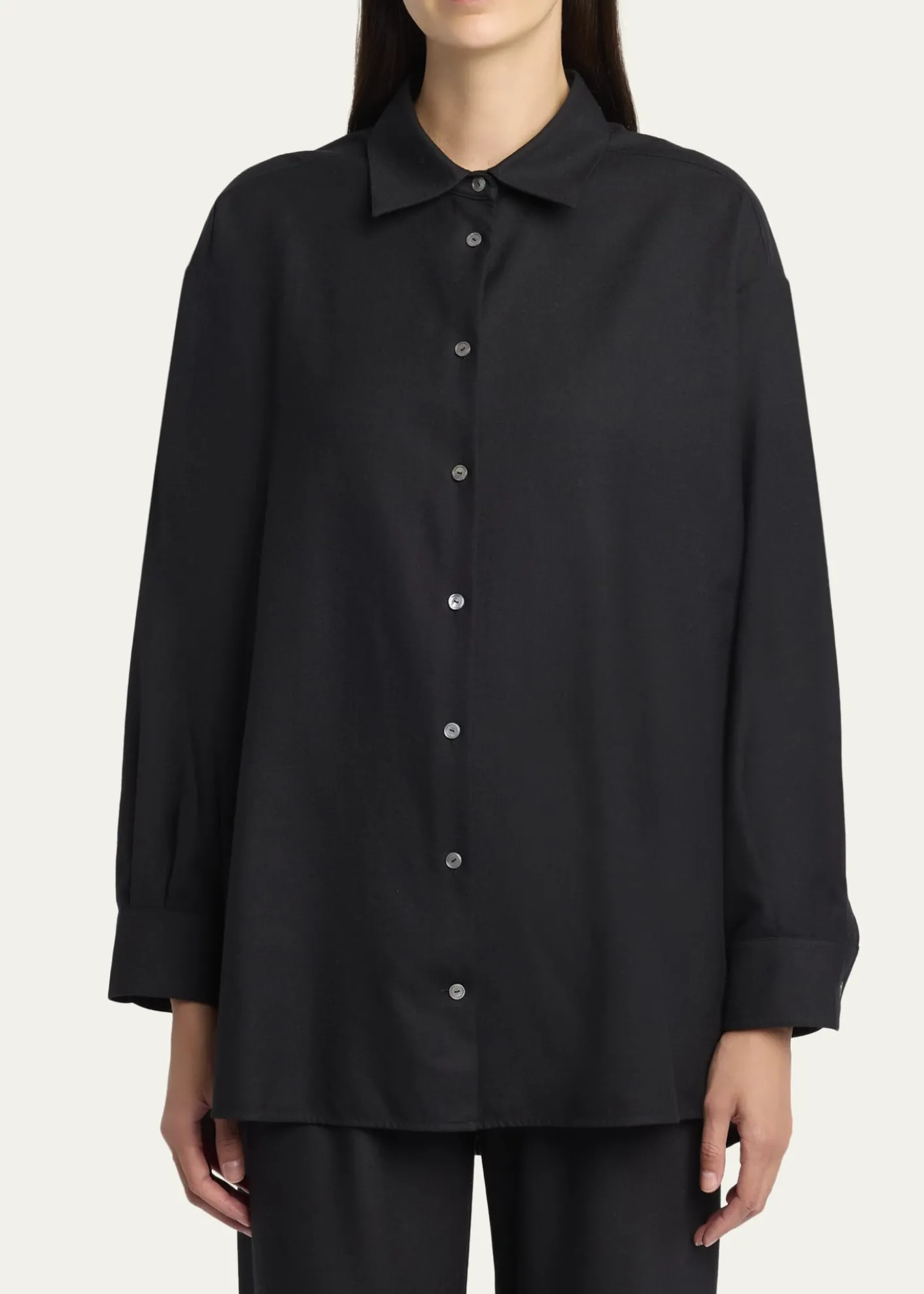 THE ROWLuka Wool Twill Oversized Button-Down Shirt