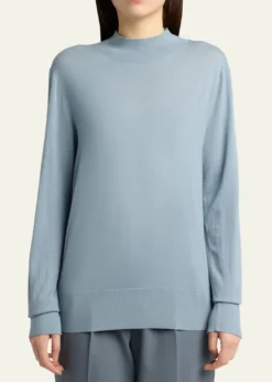 THE ROWNari Mock-Neck Merino Wool Sweater
