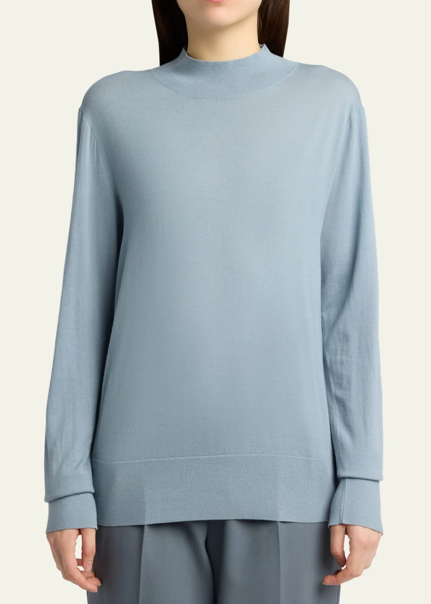 THE ROWNari Mock-Neck Merino Wool Sweater