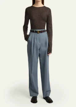 THE ROWNile Cashmere, Silk, and Linen Long-Sleeve Top