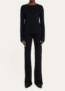THE ROWOmiko Cotton-Linen Knit Long-Sleeve Top