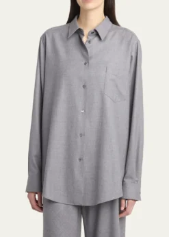 THE ROWPino Wool Button-Down Shirt