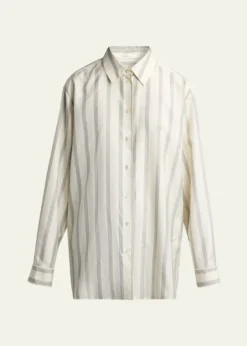 THE ROWSisilia Striped Button-Down Silk Shirt