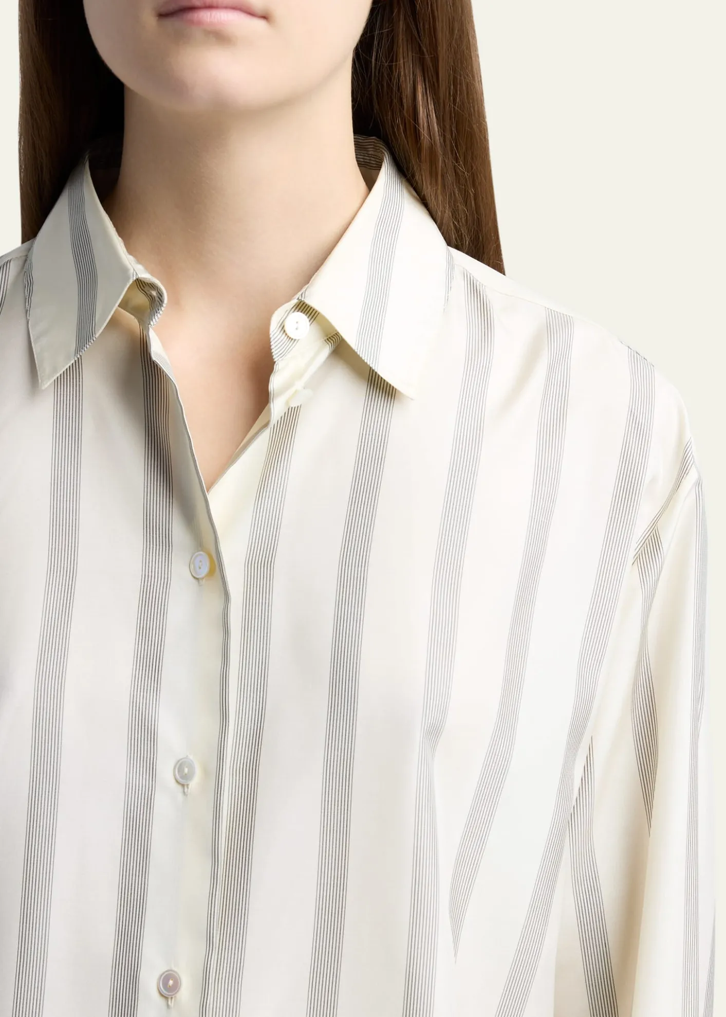 THE ROWSisilia Striped Button-Down Silk Shirt