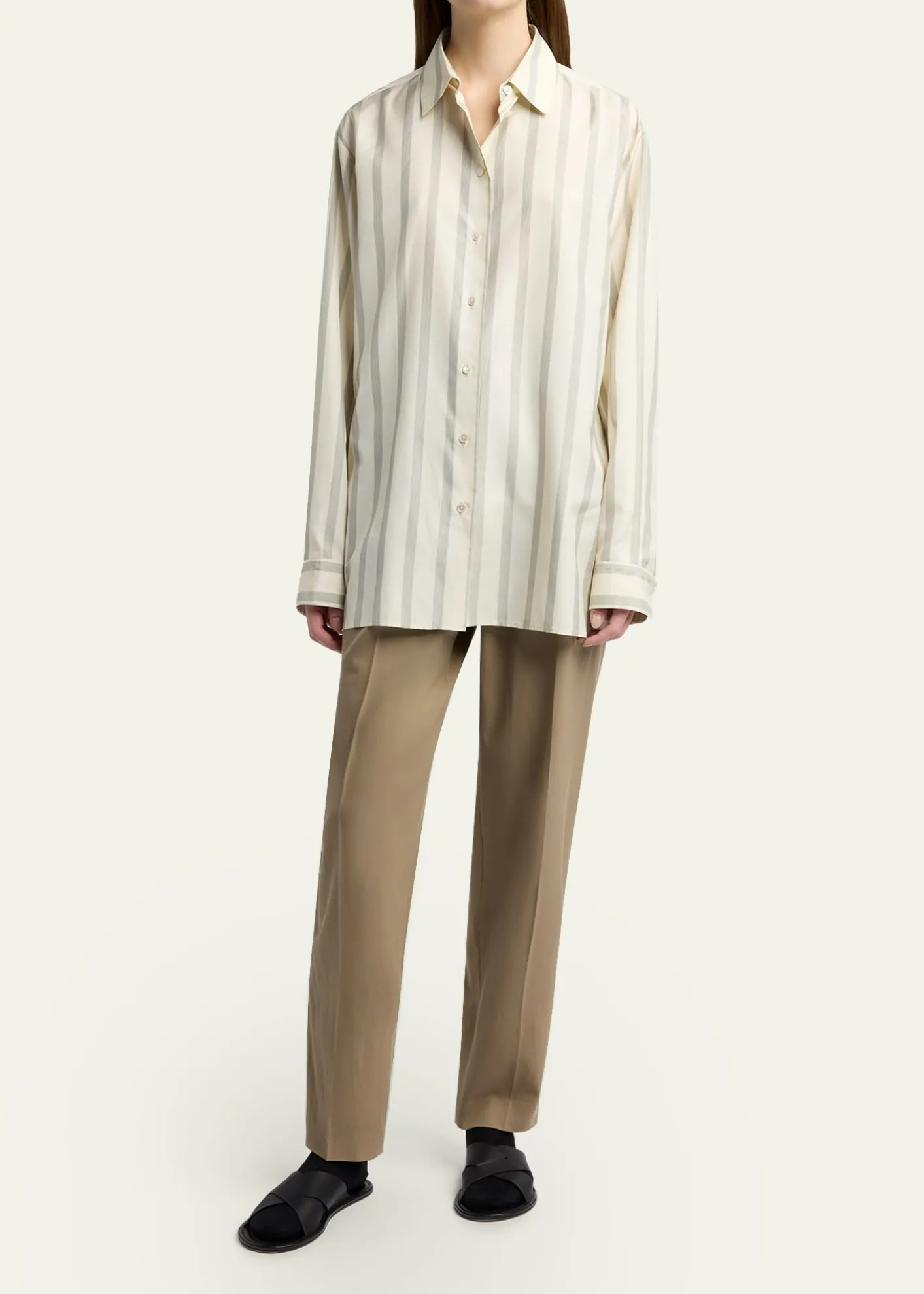 THE ROWSisilia Striped Button-Down Silk Shirt
