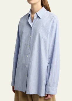 THE ROWSisilia Striped Cotton Poplin Button-Front Shirt