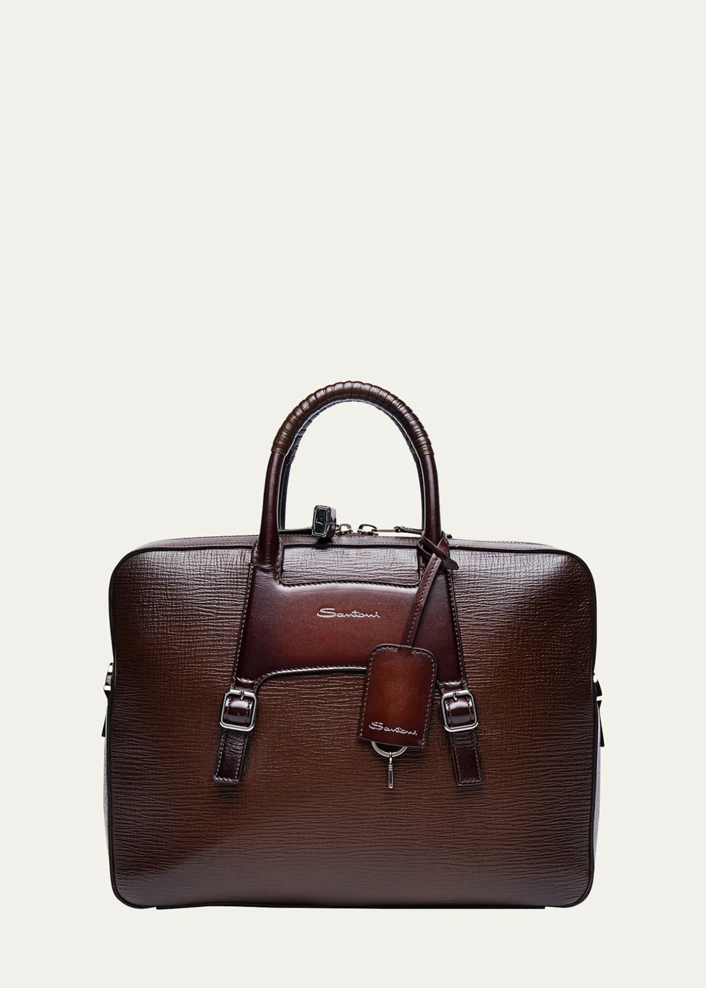 THIS ITEM IS NOT AVAILABLE.SantoniMen's Embossed Leather Computer Briefcase