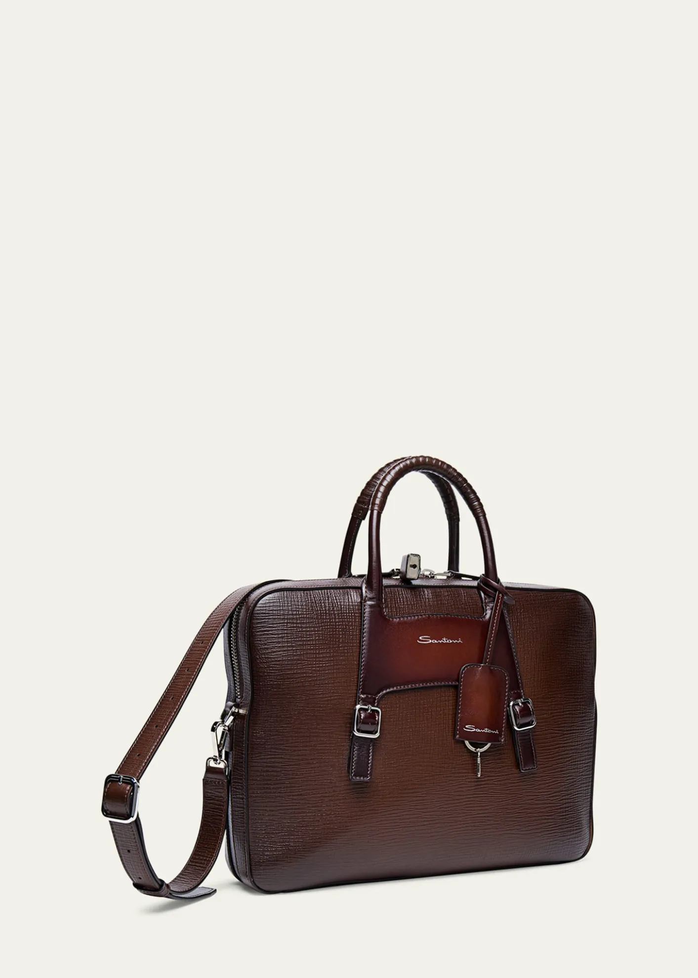 THIS ITEM IS NOT AVAILABLE.SantoniMen's Embossed Leather Computer Briefcase