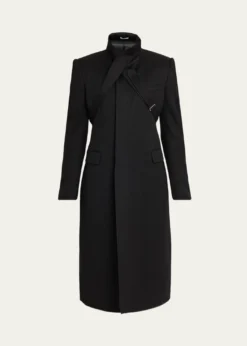 THIS ITEM IS NOT AVAILABLE.McQueenMen's Wool Stripe Collar-Tie Overcoat