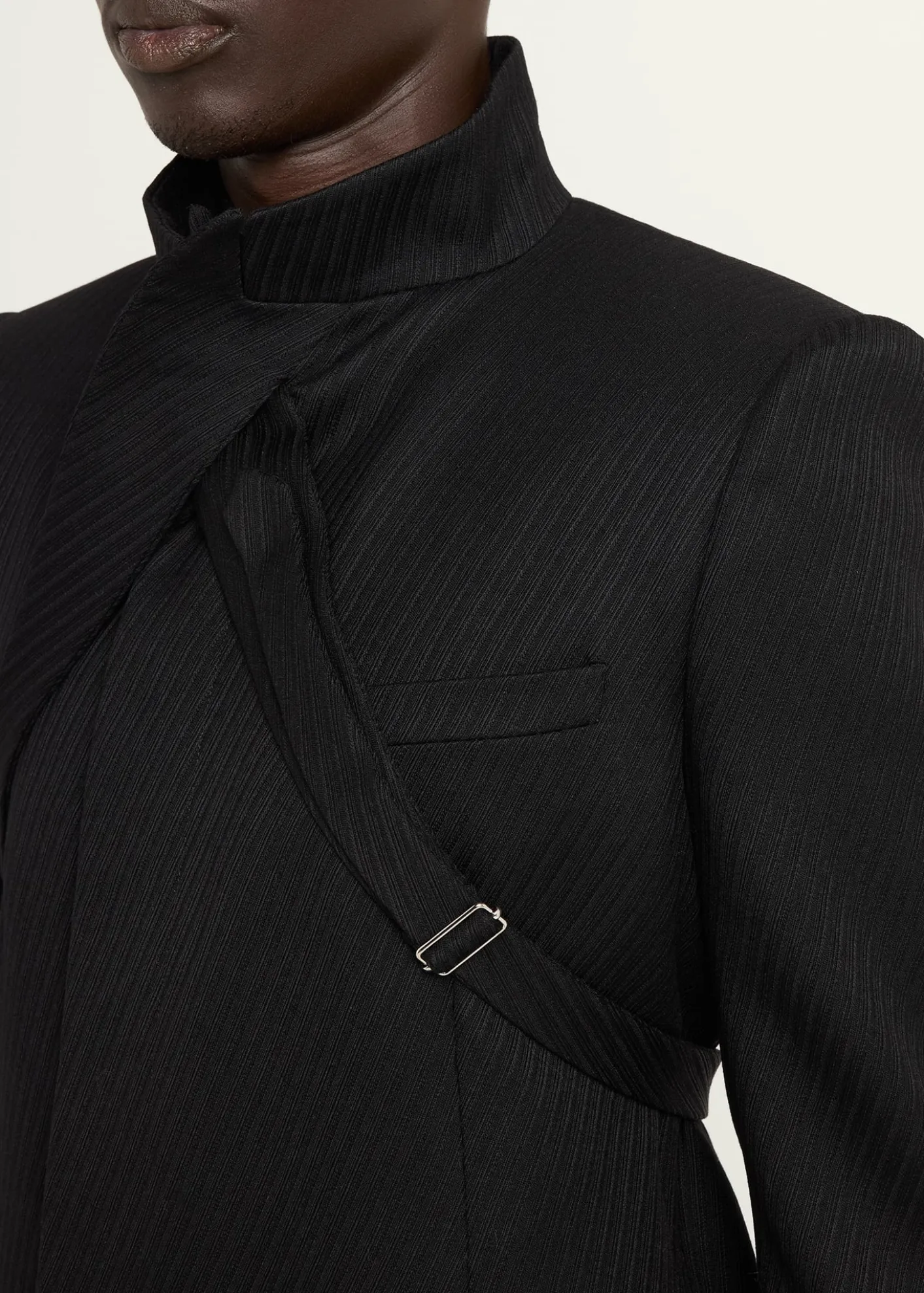 THIS ITEM IS NOT AVAILABLE.McQueenMen's Wool Stripe Collar-Tie Overcoat