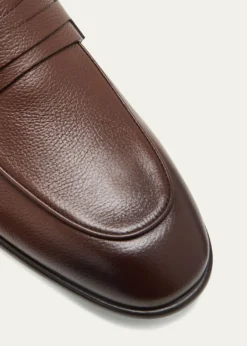 THIS ITEM IS NOT AVAILABLE.FerragamoMen's Desio Gancio Ornament Grained Leather Penny Loafers