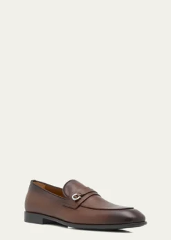 THIS ITEM IS NOT AVAILABLE.FerragamoMen's Desio Gancio Ornament Grained Leather Penny Loafers