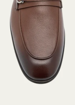 THIS ITEM IS NOT AVAILABLE.FerragamoMen's Desio Gancio Ornament Grained Leather Penny Loafers