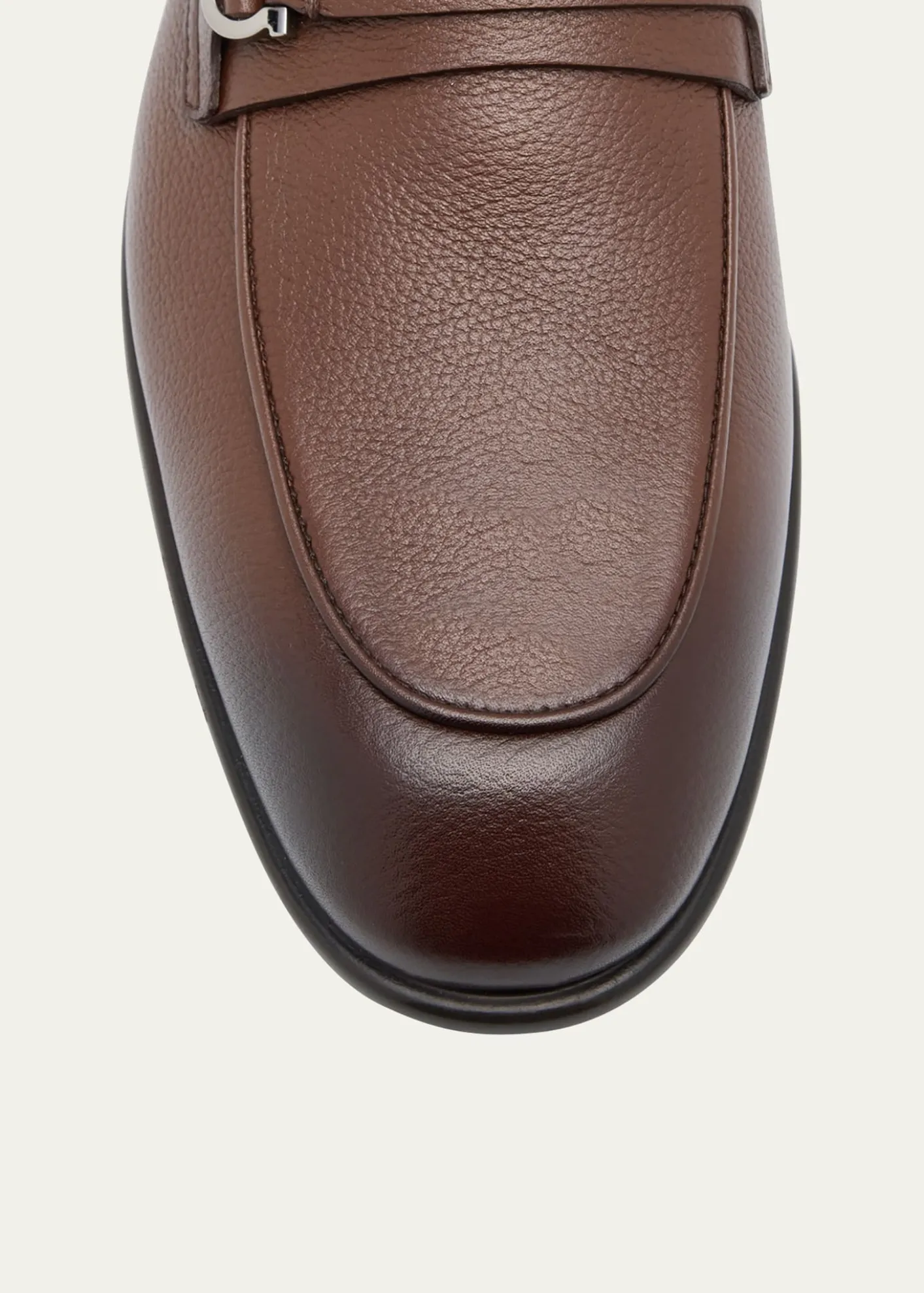 THIS ITEM IS NOT AVAILABLE.FerragamoMen's Desio Gancio Ornament Grained Leather Penny Loafers