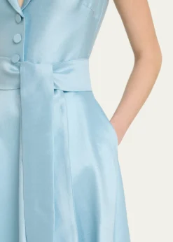THIS ITEM IS NOT AVAILABLE.Badgley MischkaBelted Cap-Sleeve Pique Midi Shirtdress
