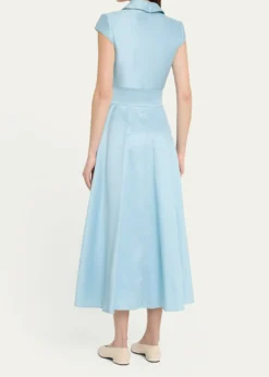 THIS ITEM IS NOT AVAILABLE.Badgley MischkaBelted Cap-Sleeve Pique Midi Shirtdress