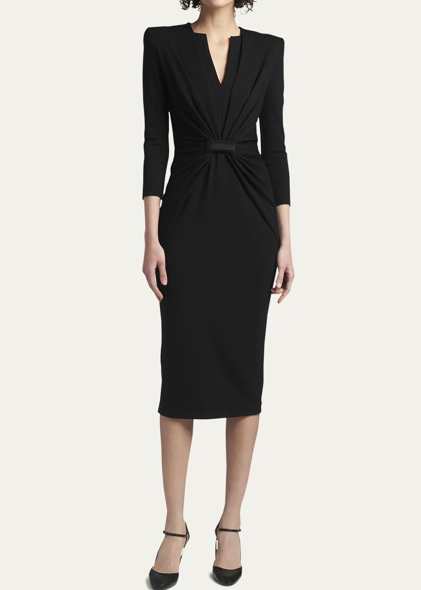 THIS ITEM IS NOT AVAILABLE.Giorgio ArmaniDraped Milano Stitch Midi Dress