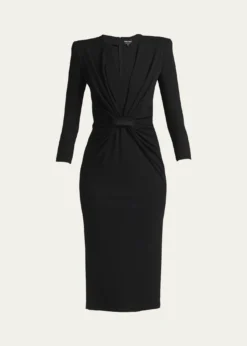 THIS ITEM IS NOT AVAILABLE.Giorgio ArmaniDraped Milano Stitch Midi Dress