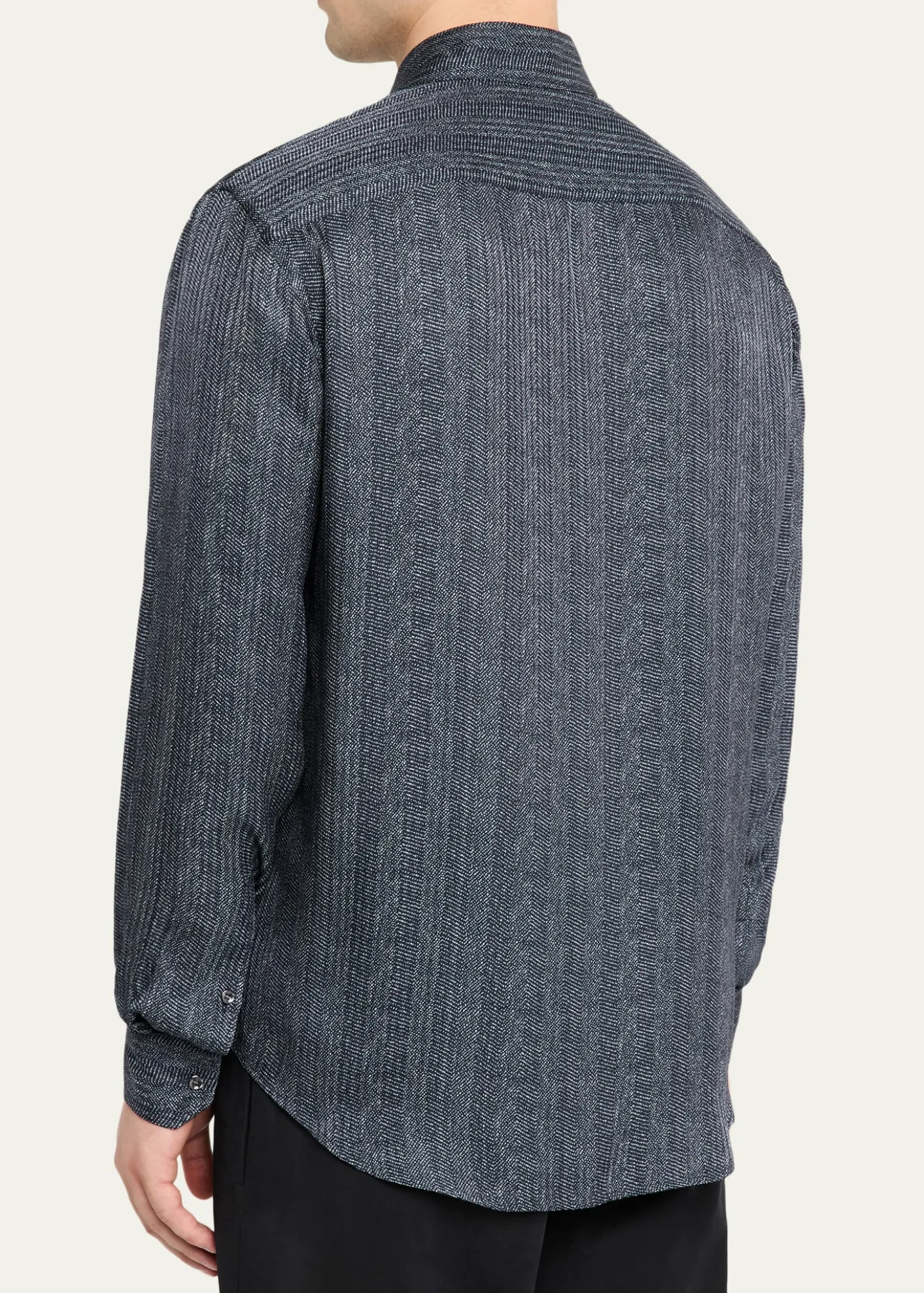 THIS ITEM IS NOT AVAILABLE.Giorgio ArmaniMen's Stripe-Print Viscose and Silk Button-Down Shirt