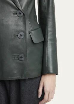 THIS ITEM IS NOT AVAILABLE.Giorgio ArmaniTailored Leather Blazer Jacket
