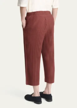 THIS ITEM IS NOT AVAILABLE.Homme Plisse Issey MiyakeMen's Cropped Brown Pleated Trousers