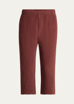 THIS ITEM IS NOT AVAILABLE.Homme Plisse Issey MiyakeMen's Cropped Brown Pleated Trousers
