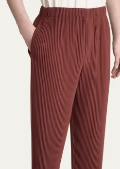 THIS ITEM IS NOT AVAILABLE.Homme Plisse Issey MiyakeMen's Cropped Brown Pleated Trousers