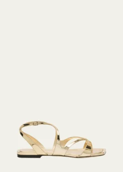 THIS ITEM IS NOT AVAILABLE.Jimmy ChooAyla Metallic Leather Ankle-Strap Sandals