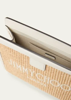 THIS ITEM IS NOT AVAILABLE.Jimmy ChooAvenue Logo Raffia Clutch Bag