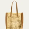 THIS ITEM IS NOT AVAILABLE.KhaiteZoe Woven Viscose Raffia and Suede Tote Bag