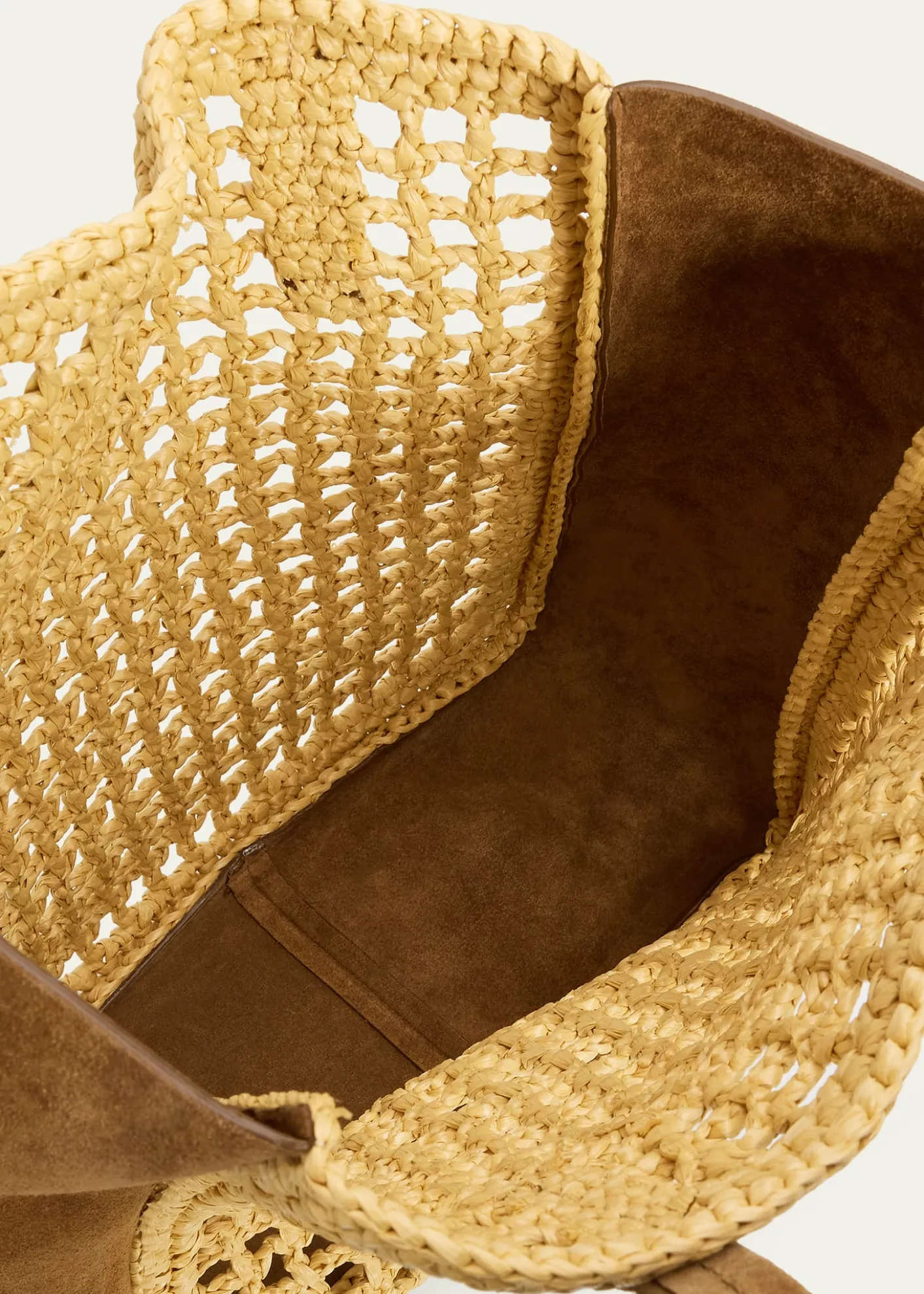 THIS ITEM IS NOT AVAILABLE.KhaiteZoe Woven Viscose Raffia and Suede Tote Bag