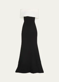 THIS ITEM IS NOT AVAILABLE.Lela RoseOff-the-Shoulder Two-Tone Gown