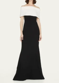 THIS ITEM IS NOT AVAILABLE.Lela RoseOff-the-Shoulder Two-Tone Gown
