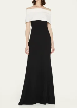 THIS ITEM IS NOT AVAILABLE.Lela RoseOff-the-Shoulder Two-Tone Gown