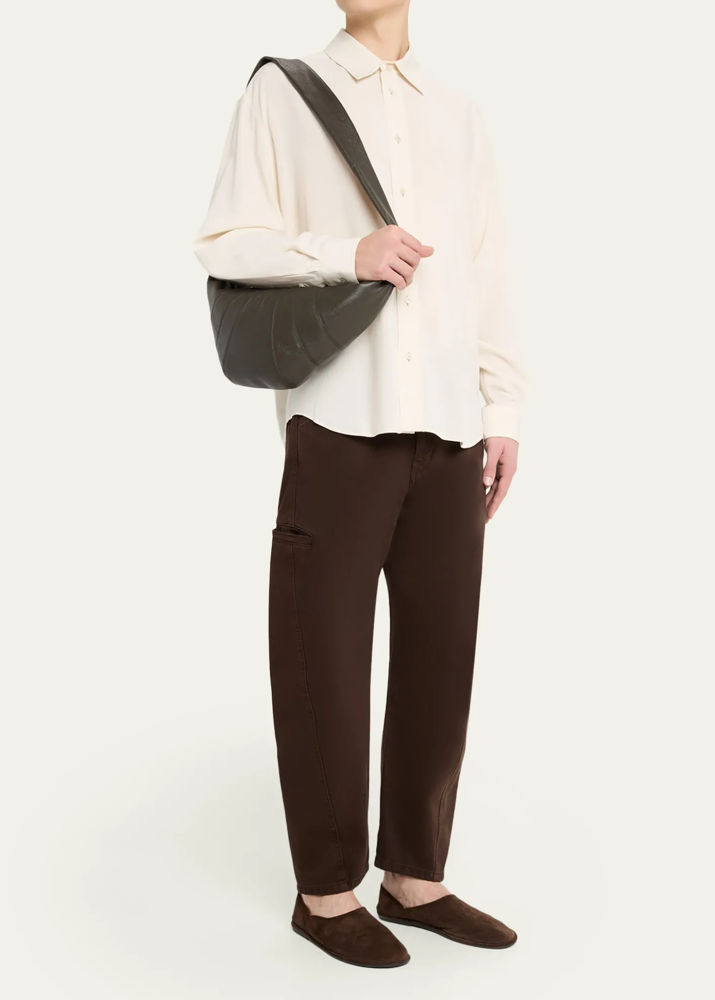 THIS ITEM IS NOT AVAILABLE.LEMAIREMen's Medium Croissant Leather Crossbody Bag