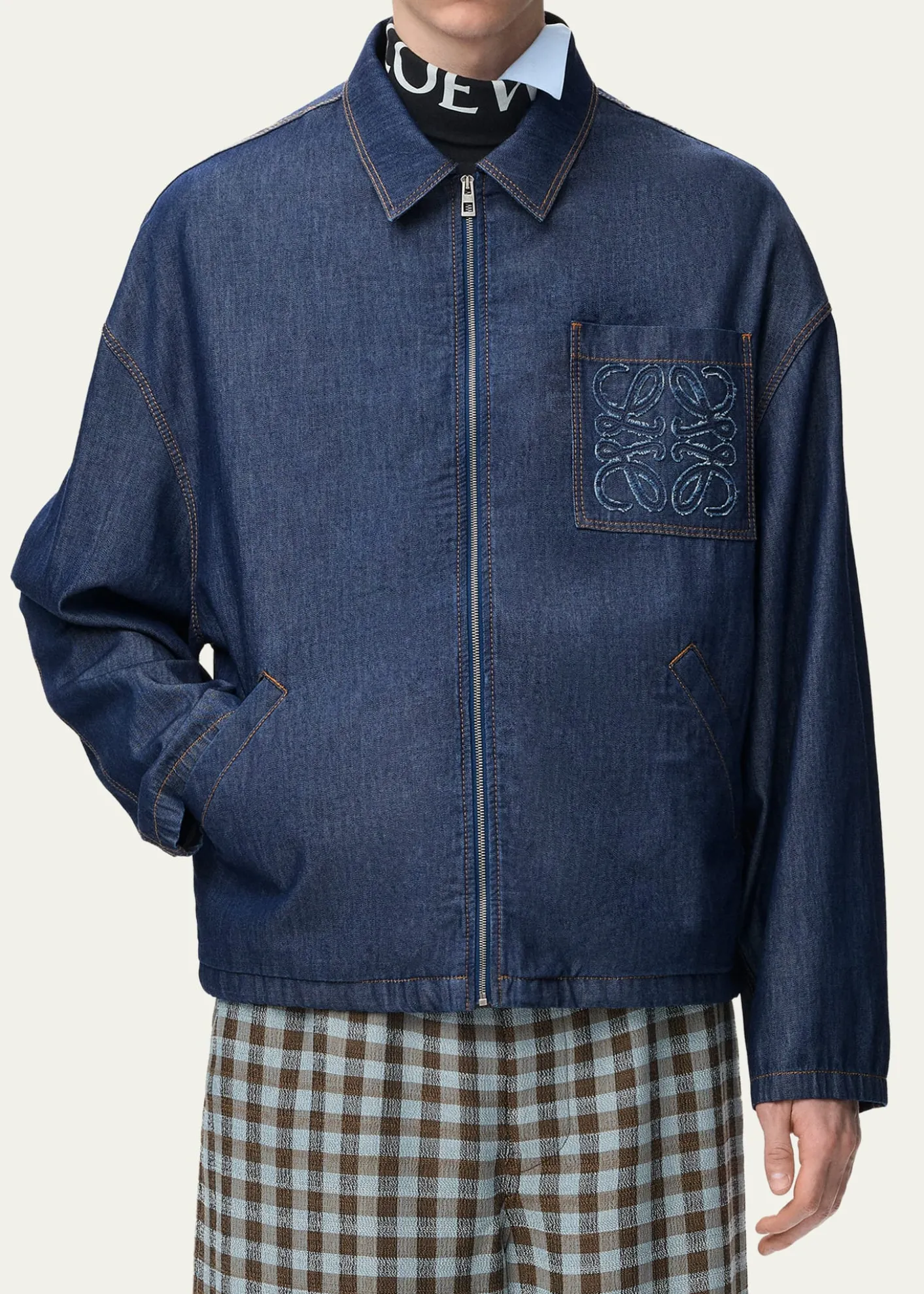 THIS ITEM IS NOT AVAILABLE.LoeweMen's Denim Zip-Front Jacket