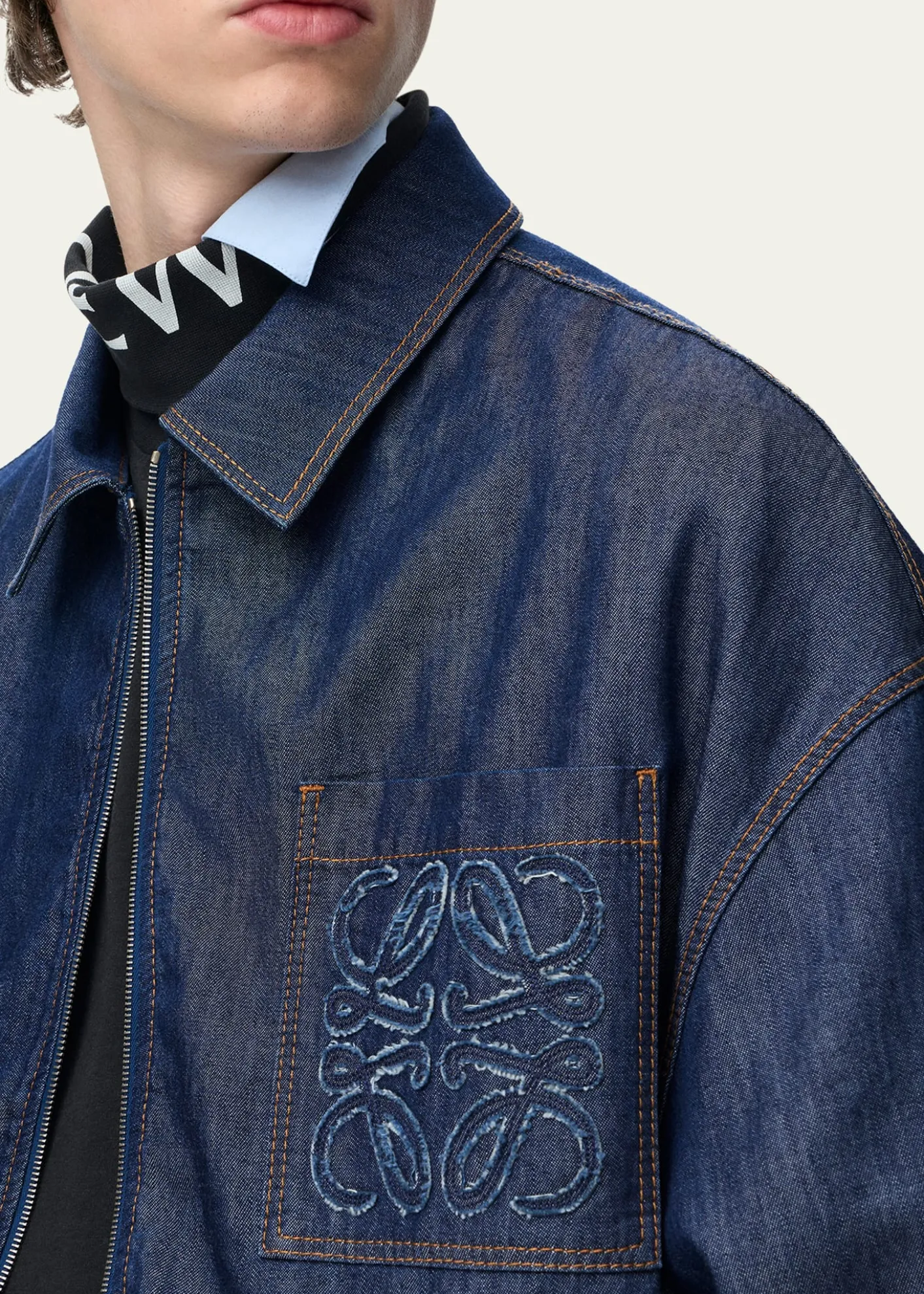 THIS ITEM IS NOT AVAILABLE.LoeweMen's Denim Zip-Front Jacket