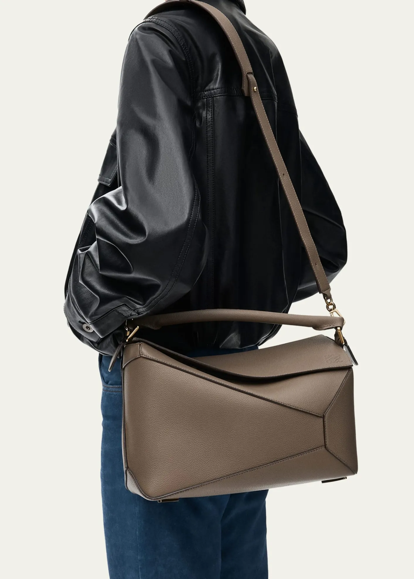 THIS ITEM IS NOT AVAILABLE.LoewePuzzle Edge Top-Handle Bag in Leather