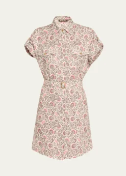 THIS ITEM IS NOT AVAILABLE.Loro PianaIdris Riserva San Nicolo Twill Belted Mini Shirtdress